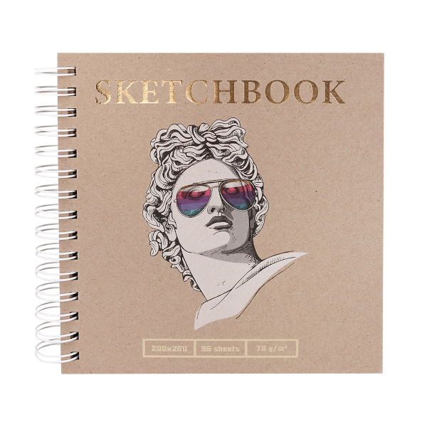 Скетчбук крафт листы 200*200мм 96л, 78г/м2, гребень "Head" С96-1657 Миленд