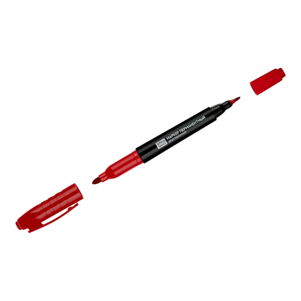 Маркер перм двустор. 2-4мм, спирт. осн., пулевид., красный, пластик. корп. PMds_66085 OfficeSpace