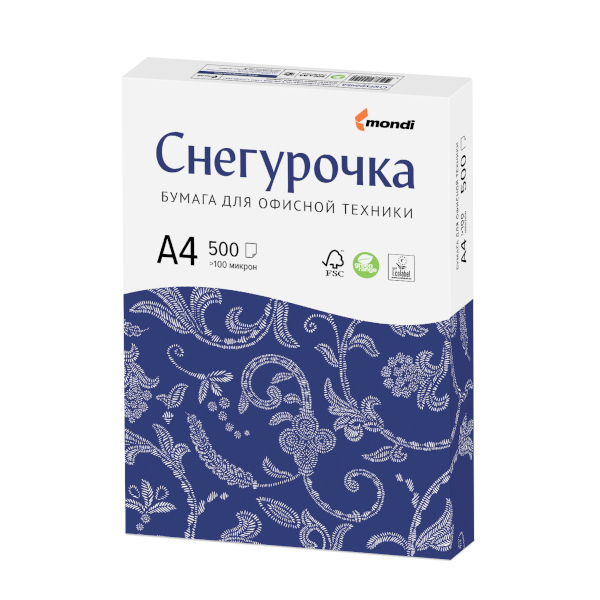 Бумага А4 "Снегурочка" белая 80г/м2 500л ISO 95% Сыктывкарский ЛПК (катег.к-ва С)