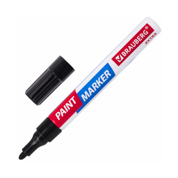 Маркер-краска 4мм, нитро осн., пулевид, черный, алюм. корп., лаковый "Extra" 151979 Brauberg