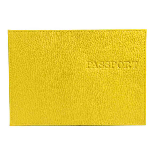 Обложка д/паспорта "PASSPORT" нат.кожа, тиснение, жёлтая 1,01гр-ФЛОТЕР-232 Imige