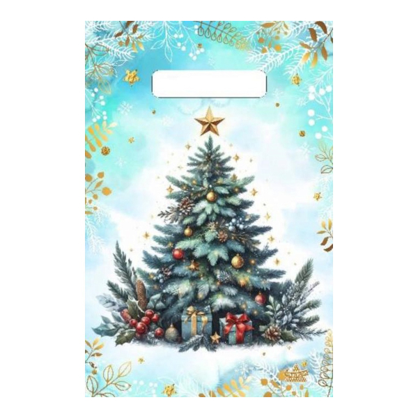 Пакет полиэтиленовый 30*20см "Акварельная ель" 30мкм, вырубная ручка н00268221 Миленд