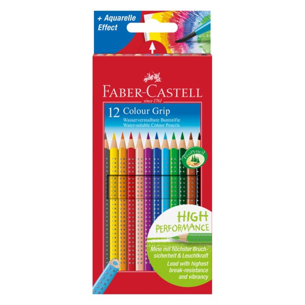 Карандаши 12цв, дерево, 3-гран. "Grip" карт.уп. 112412 Faber-Castell