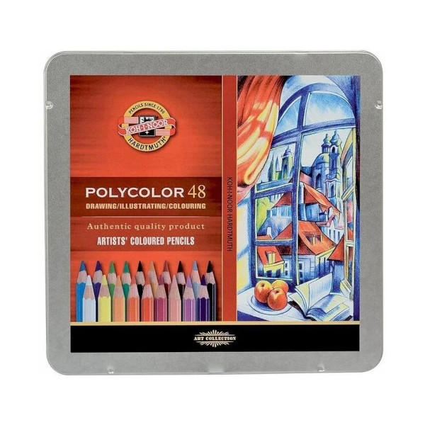 Карандаши 48цв, дерево, 6-гран. "Polycolor" метал.уп. 3826048001PL Koh-i-noor