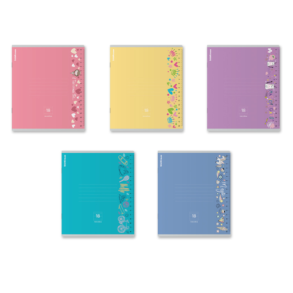 Тетрадь 18л А5+ линейка "Ruler Magic" картон, ассорти 63265 Erich Krause