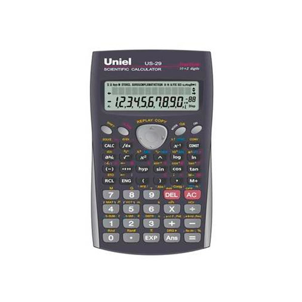 Калькулятор Uniel US-29 (серебряный) инженерный 10+2р (401 функция)