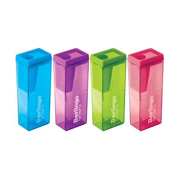 Точилка Berlingo "NeonBox" 1 отв., пластиковая, контейнер, ассорти BBp_15008