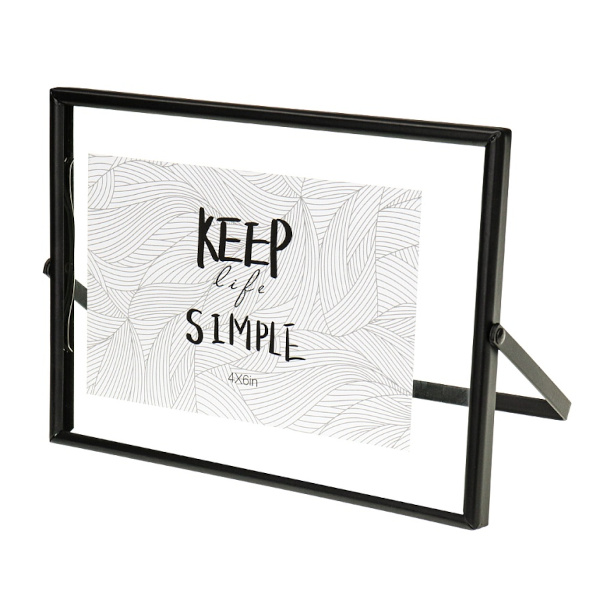 Фоторамка 10*15 металл, черный, вставка стекло, подстав. "Стилизация" ФР-7420 Миленд