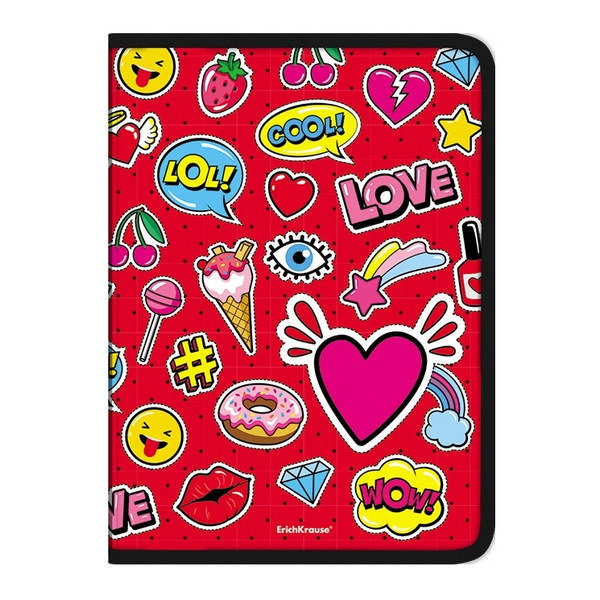 Папка для тетрадей А4 1отд., пластик, молния "Sweet Love" 48690 Erich krause