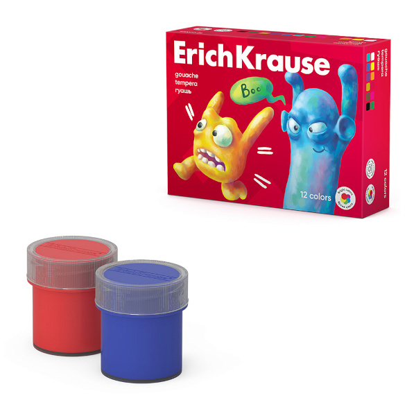 Гуашь Erich Krause "Веселые друзья" 12цв, 20мл, карт.уп. 61415