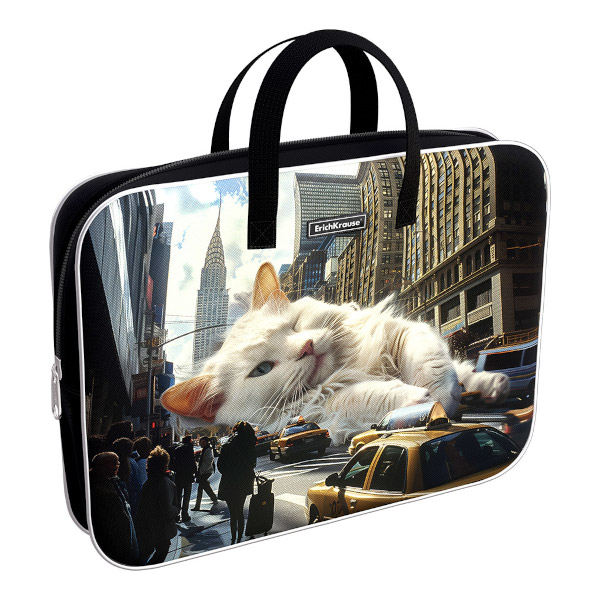 Папка с ручками А4+ 1отд., текстиль, молния "Big City Cats" 62918 Erich Krause
