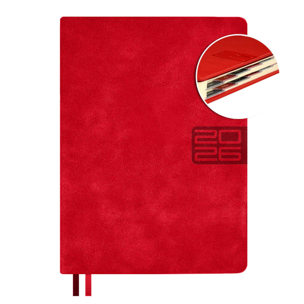 Ежедневник А6+ 2026 Escalada "#Думай как миллиардер" тв. обл., иск.кожа, сшивка, красный 70293