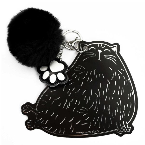 Брелок "Котик" 6*6см, иск.мех, кольцо/карабин, черный 70868 Феникс+