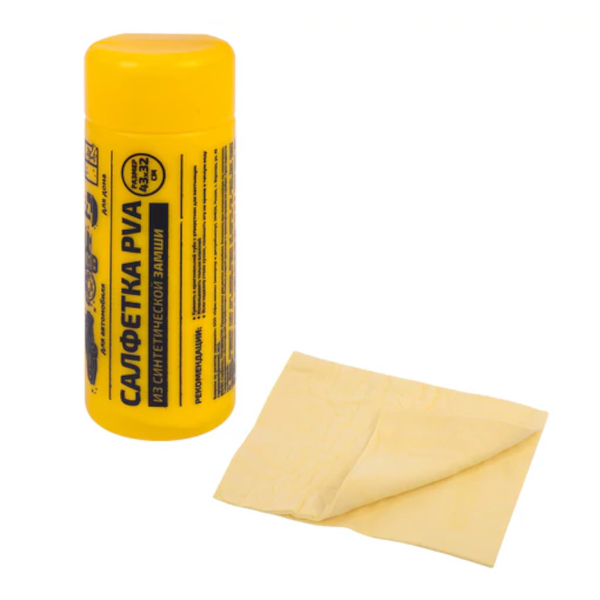 Салфетка для дома и авто 32*43см, желтая, PVA-замша, туба 609975 Грандмастер