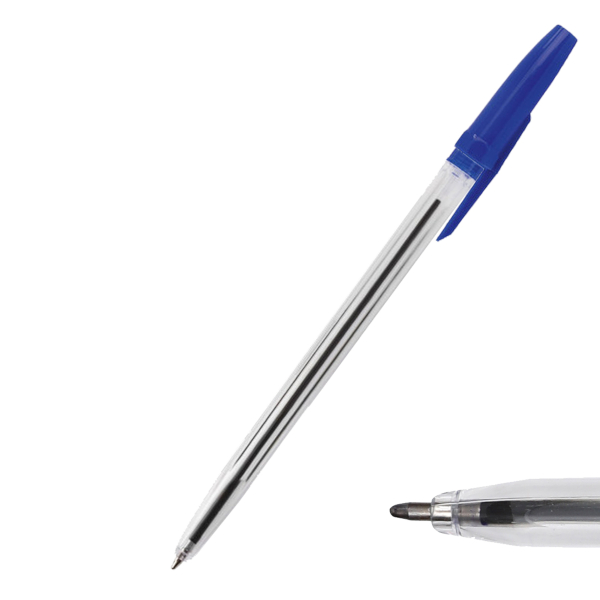 Ручка шар. масл. осн. 1,0мм, синий, прозрач. корп. KR973024 Keyroad