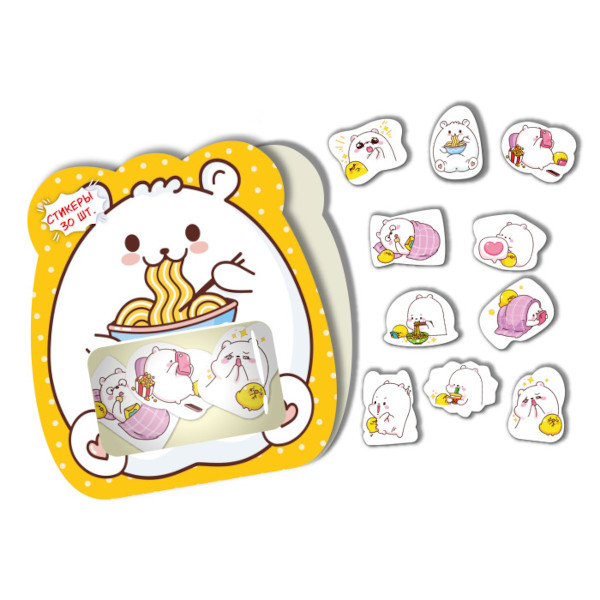 Набор стикеров "Мишка" 90*100мм, (10 видов*3шт) 9077 Квадра