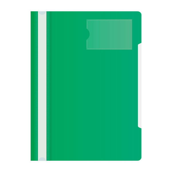 Папка-скоросшиватель пласт. А4, 120/160мкм, зеленый, карман д/визитки PS-V20GRN Бюрократ