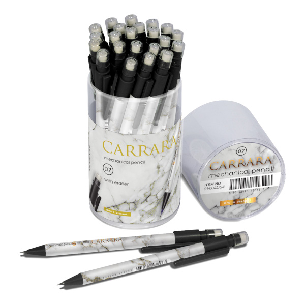 Карандаш механический 0,7мм HB, пластик. корп., рисунок, ластик "Carrara" 21-0042/24 Bruno Visconti