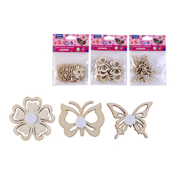 Декоративные элементы "Summer" дерево, 6шт, ассорти M-6930 MAZARI ТМ