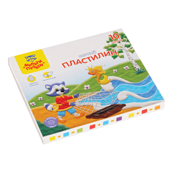 Пластилин Мульти-Пульти "Енот в сказке" 10цв, 120г, мягкий, со стеком, карт.уп. МП_41709