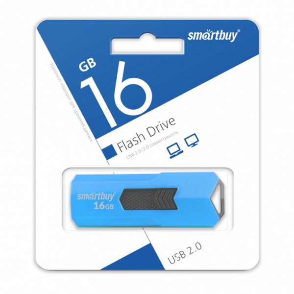 Память Flash Drive 16GB USB 2.0 Smartbuy Stream синий SB16GBST-B