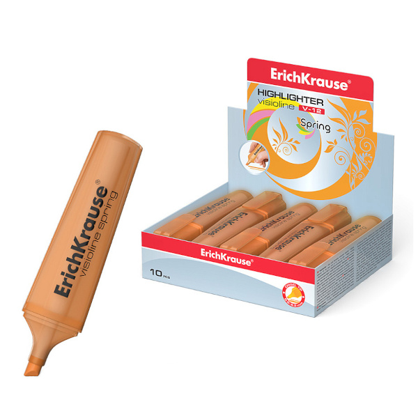 Текстовыделитель Erich Krause V-12 Spring /оранжевый/скошенный/0,6-5,2мм 50510