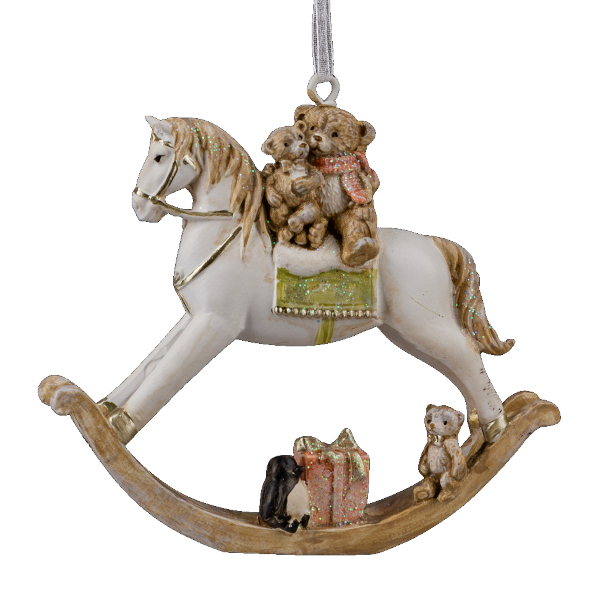 Украшение подвесное Erich Krause Decor "Лошадка-качалка с мишками пастель" 9см, полирезина 64532