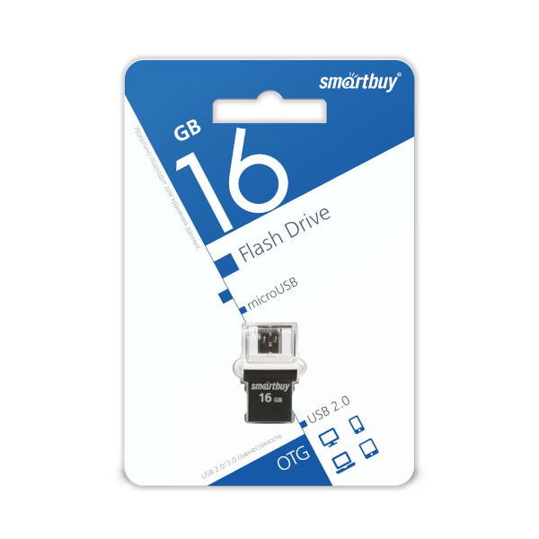 Память Flash Drive 16GB USB 2.0 + microUSB Smartbuy POKO OTG черный