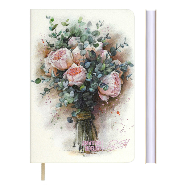 Записная книга А6 96л "#Швецов. Букет с протеей" линейка, сшивка, интегр.обл., иск.к 70742 Escalada