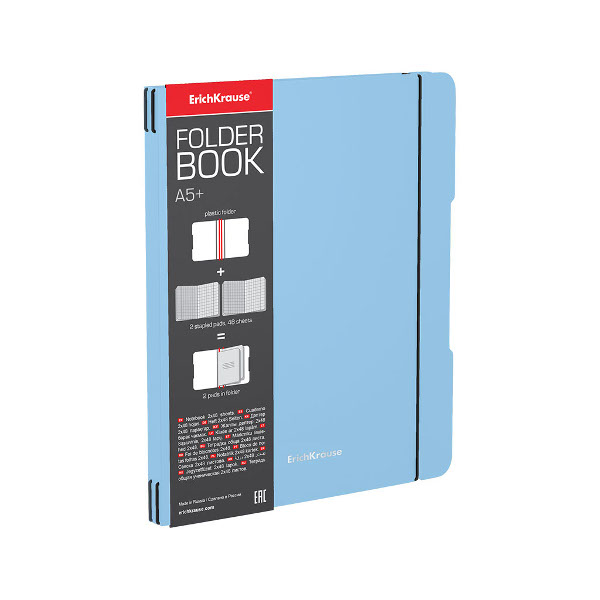 Тетрадь 48л*2 А5+ клетка "FolderBook Pastel" съем. пластик, голубой 51398 Erich Krause