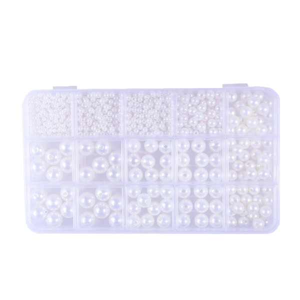 Набор бусин для творчества №5, 3/4/5/6/8/10/12мм "Перламутр белый" ПВХ-упак. M-20215 MAZARI ТМ