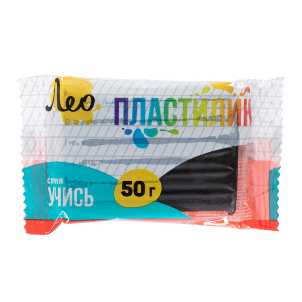 Пластилин Лео "Учись" классический, черный, 50г, полиэт.уп. LNMC-50