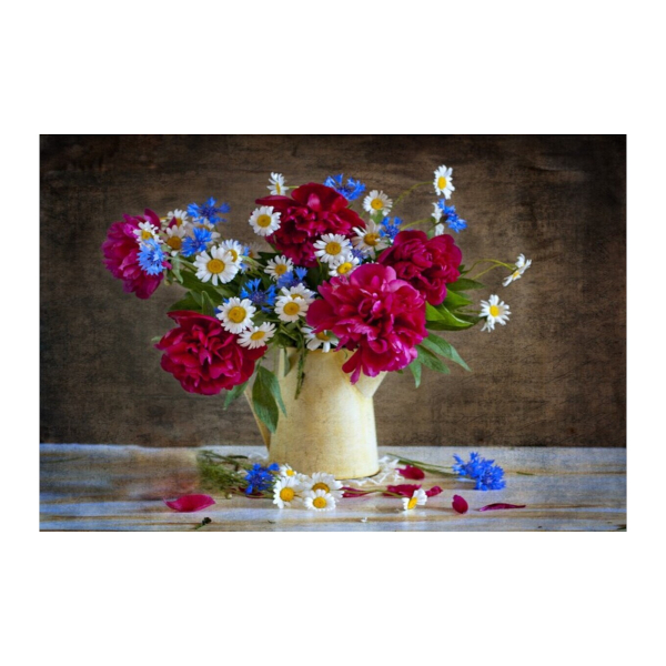 Картина по номерам Рыжий кот 30*40см "Садовые цветы в чайничке" ХК-6316