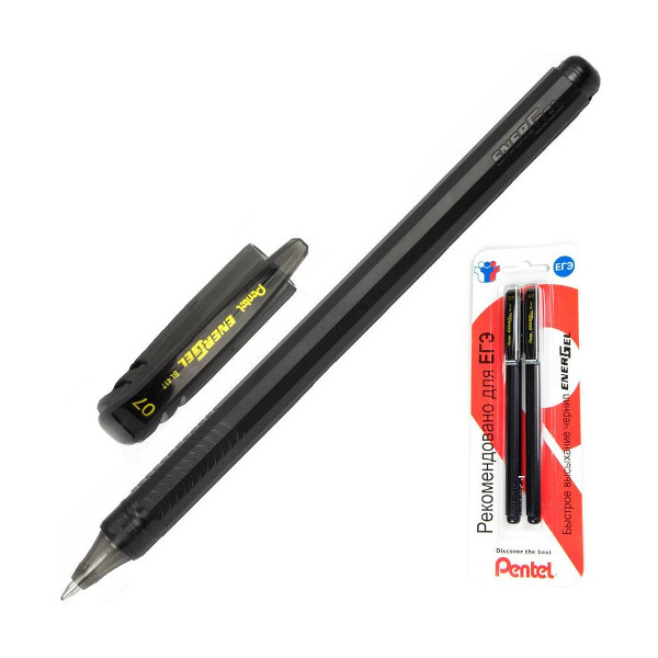 Ручка гелевая Pentel "Energel" XBL417-AA черный корпус, черн стерж, 0,7мм, 2шт. рекоменд. для ЕГЭ