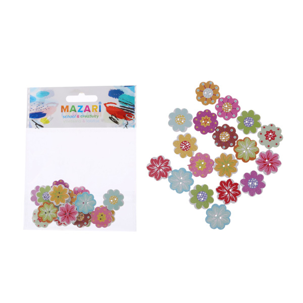 Декоративные пуговицы "Floret" дерево, ассорти M-10016 MAZARI ТМ