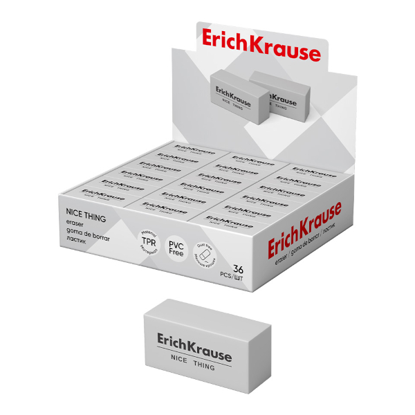 Ластик Erich Krause "Nice Thing" прямоуг. 40*19*15мм, термопласт. резина, белый 45027