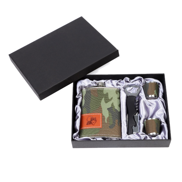 Набор подарочный 4 в 1 "Хаки" фляжка, стопки, нож 636865