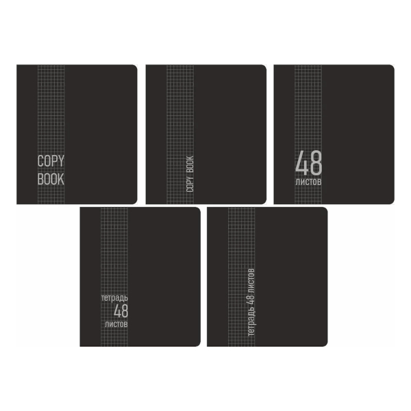 Тетрадь 48л А5 клетка "Черная софттач" картон, ассорти 4826-75 Lamark