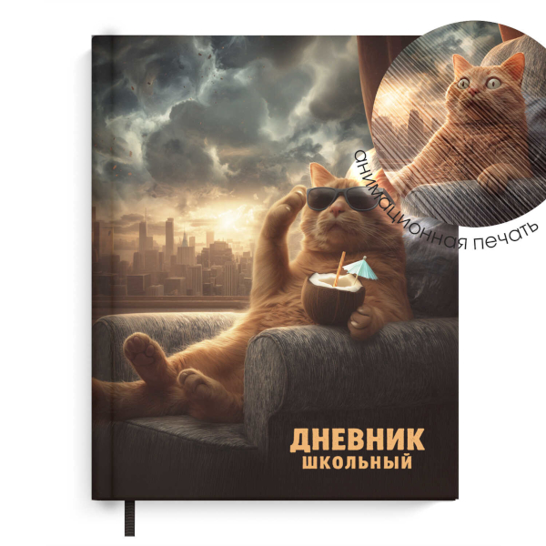 Дневник 1-11 кл. тв. обл. "Кот и апокалипсис" 7БЦ, рисунок 72560 Феникс+