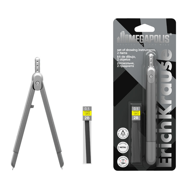 Циркуль Maped "Stop System" 140мм, металл, блистер, синий, +1грифель 019600