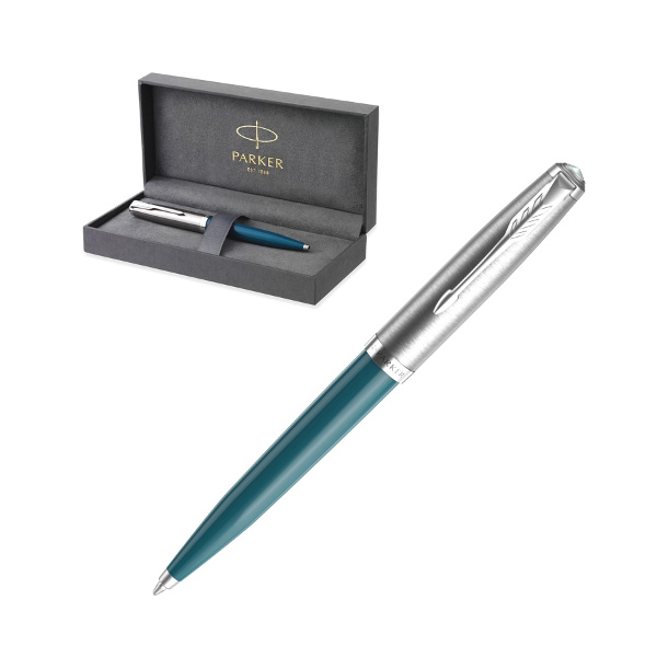 Ручка шар PARKER "51 Core, Teal Blue CT" черная, корпус пластик 1мм 2123508