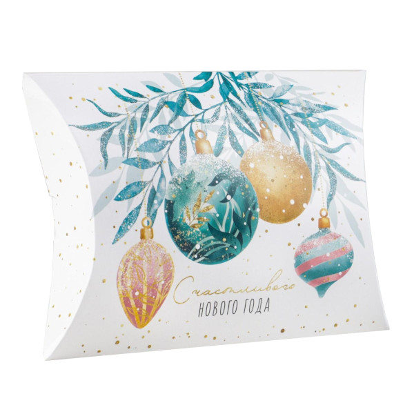 Коробка складная 19*14*4см "Счастливого Нового Года! Акварельные шары" 7059951 Дарите Счастье