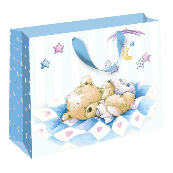 Пакет бумажный 40*50*15см "Мишка Тедди" голубой 1327.807 Арт Дизайн