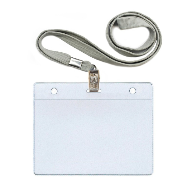 Бейдж 87*120мм горизонт., зажим/шнурок серый, пластик, прозрач. 1065.ГК-106 ДПС (1шт)