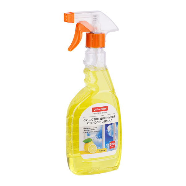 Средство для стекол 500мл OfficeClean "Лимон" курок, желтый 280766