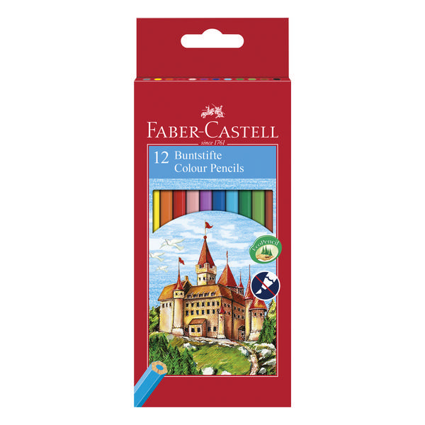 Карандаши 12цв, дерево, 6-гран. "Замок" карт.уп. 120112 Faber-Castell