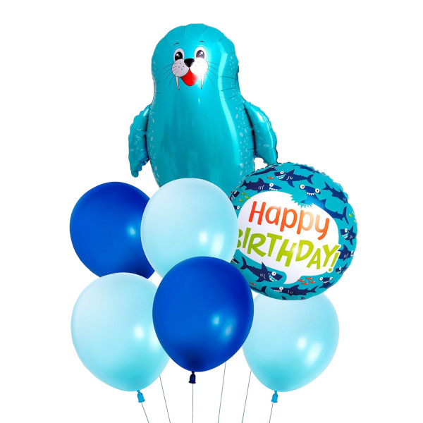 Набор шаров "С  Днем рождения. Акулы" 7шт (2фольга+5латекс) 10270955 Страна Карнавалия