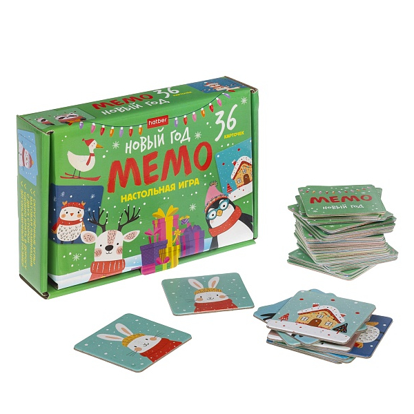 Игра настольная "МЕМО. Новый год" 36 карточек в коробке 36ИнМ_35265 Hatber