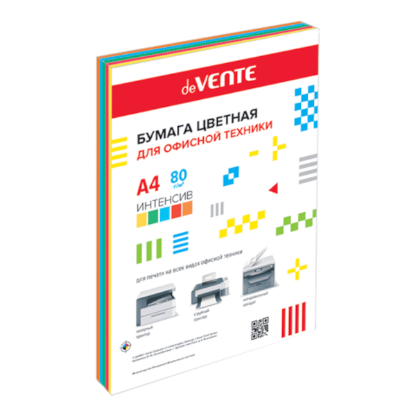 Бумага А4 80г/250л (5цв по 50л) интенсив 2072415 deVENTE