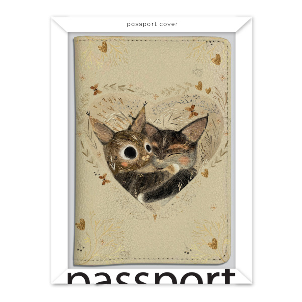 Обложка для паспорта "Love me. Котики приносят счастье" иск.кожа 3-620/09 Bruno Visconti